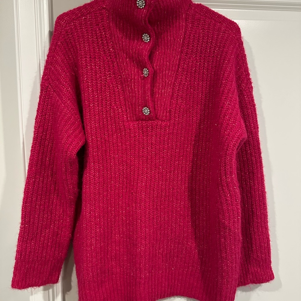Women's Pink Button-Up Sweater